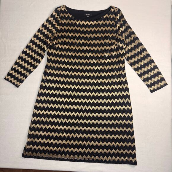 Nine West Dresses & Skirts - Nine West Chevron Black Gold 22W Dress